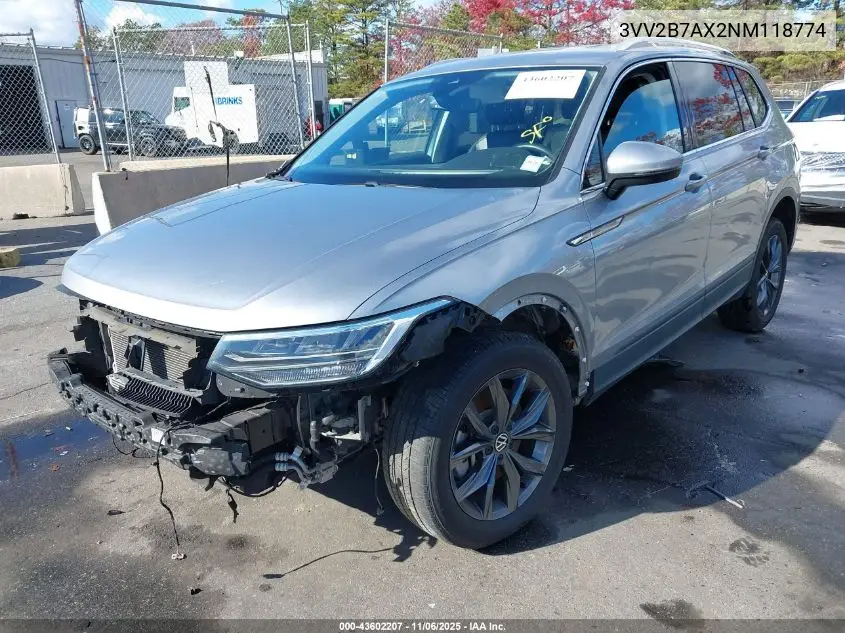 3VV2B7AX2NM118774 2022 Volkswagen Tiguan 2.0T Se