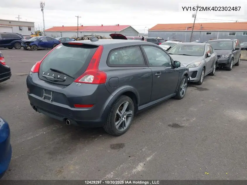 YV1672MK4D2302487 2013 Volvo C30 T5/T5 Platinum/T5 Premier/T5 Premier Plus/T5 R-Design/T5 R-Design Platinum/T5 R-Design Premier