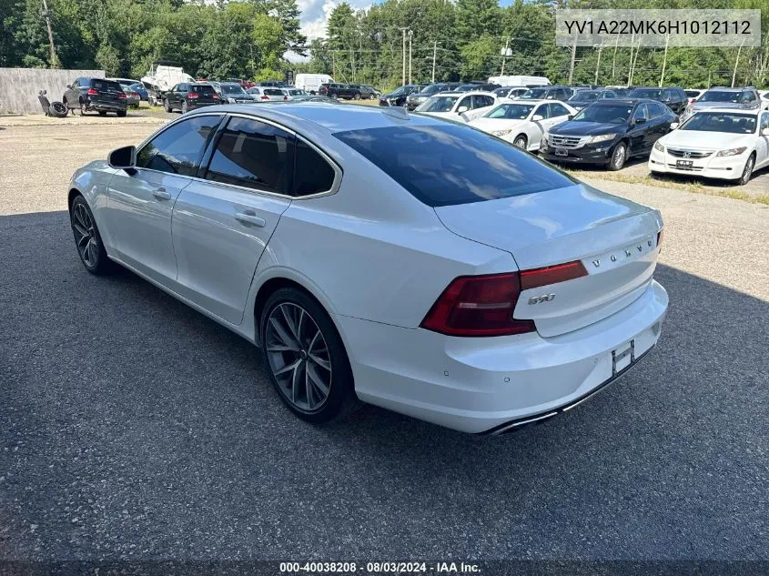 YV1A22MK6H1012112 2017 Volvo S90 T6 Momentum