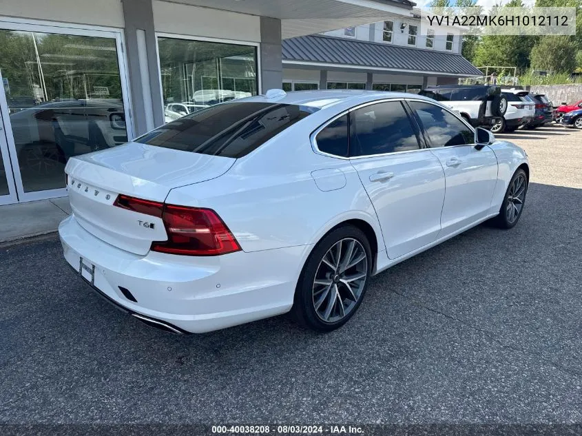 YV1A22MK6H1012112 2017 Volvo S90 T6 Momentum