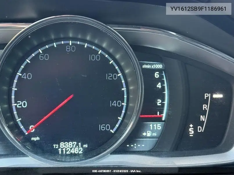 YV1612SB9F1186961 2015 Volvo V60 T5 Premier