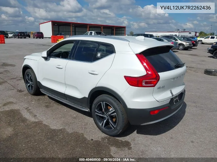 YV4L12UK7R2262436 2024 Volvo Xc40 B5 Core Bright Theme/B5 Core Dark Theme