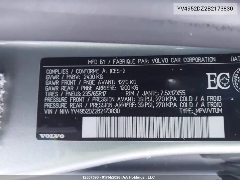 YV4952DZ2B2173830 2011 Volvo Xc60 3.2 Level 2