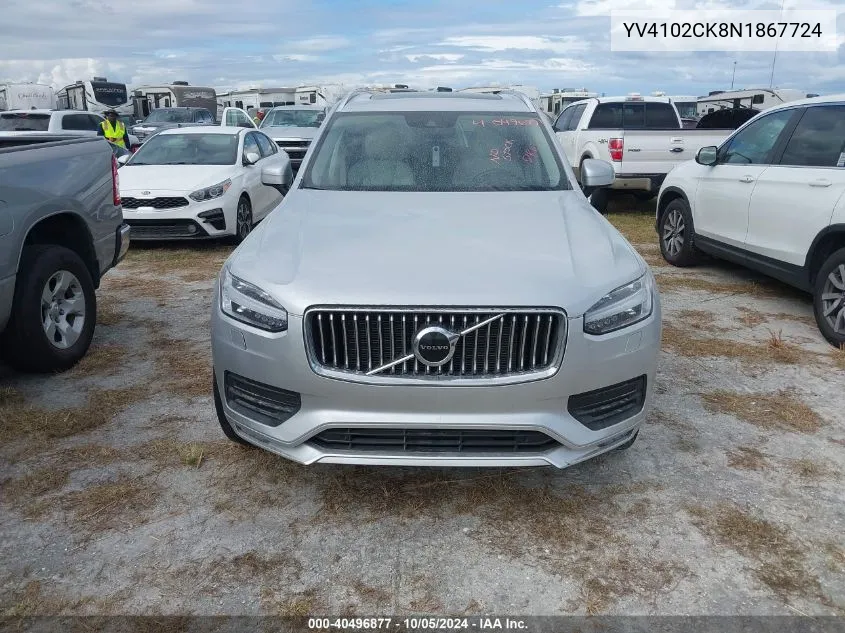 YV4102CK8N1867724 2022 Volvo Xc90 T5 Momentum