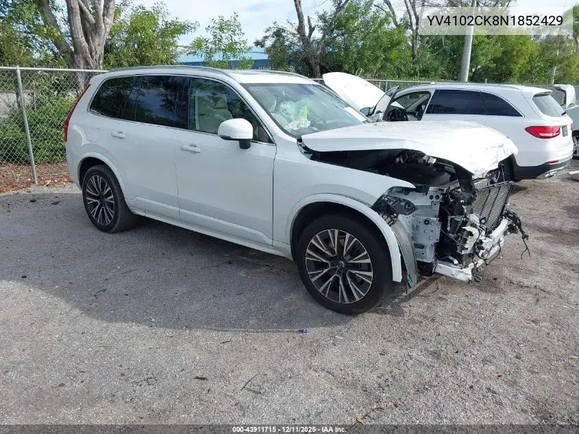 YV4102CK8N1852429 2022 Volvo Xc90 T5 Momentum 7 Passenger