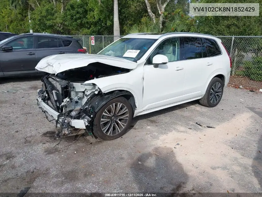 YV4102CK8N1852429 2022 Volvo Xc90 T5 Momentum 7 Passenger