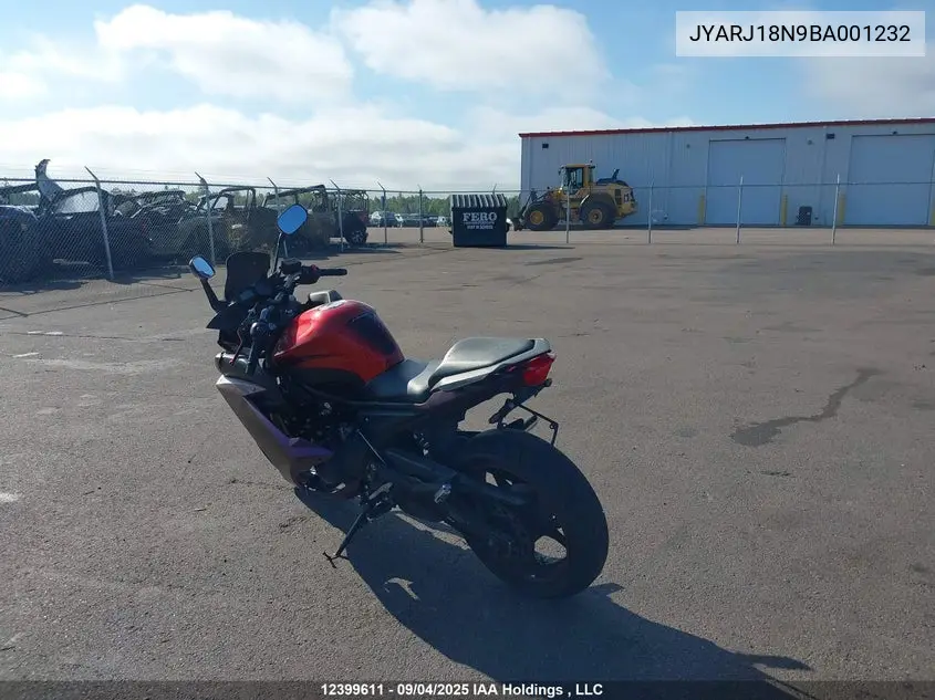 2011 Yamaha Fz6 R VIN: JYARJ18N9BA001232 Lot: 12399611