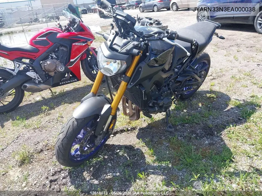 2014 Yamaha Fz09 VIN: JYARN33N3EA000038 Lot: 12618073