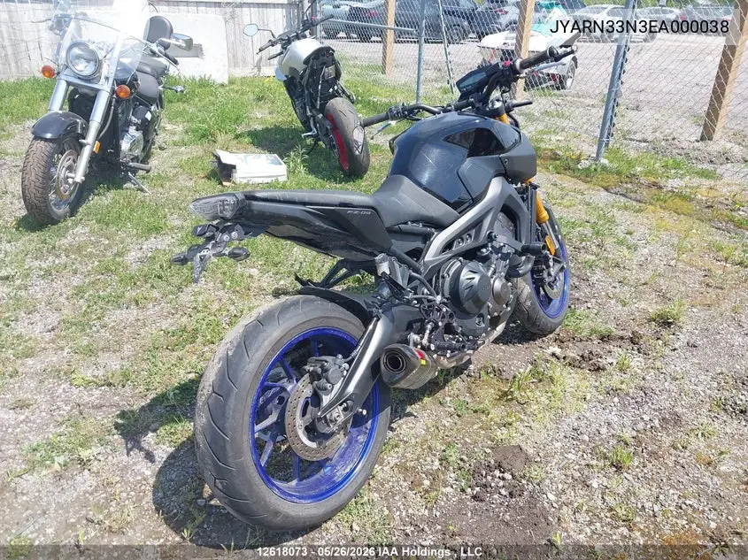 2014 Yamaha Fz09 VIN: JYARN33N3EA000038 Lot: 12618073
