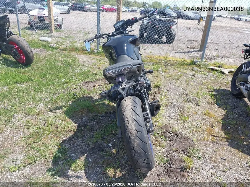 2014 Yamaha Fz09 VIN: JYARN33N3EA000038 Lot: 12618073