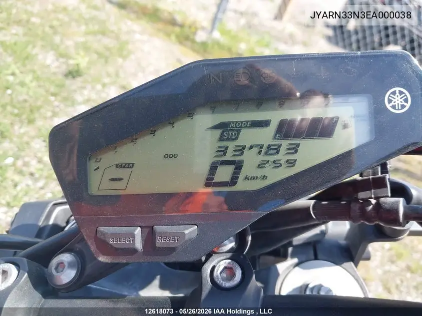 2014 Yamaha Fz09 VIN: JYARN33N3EA000038 Lot: 12618073