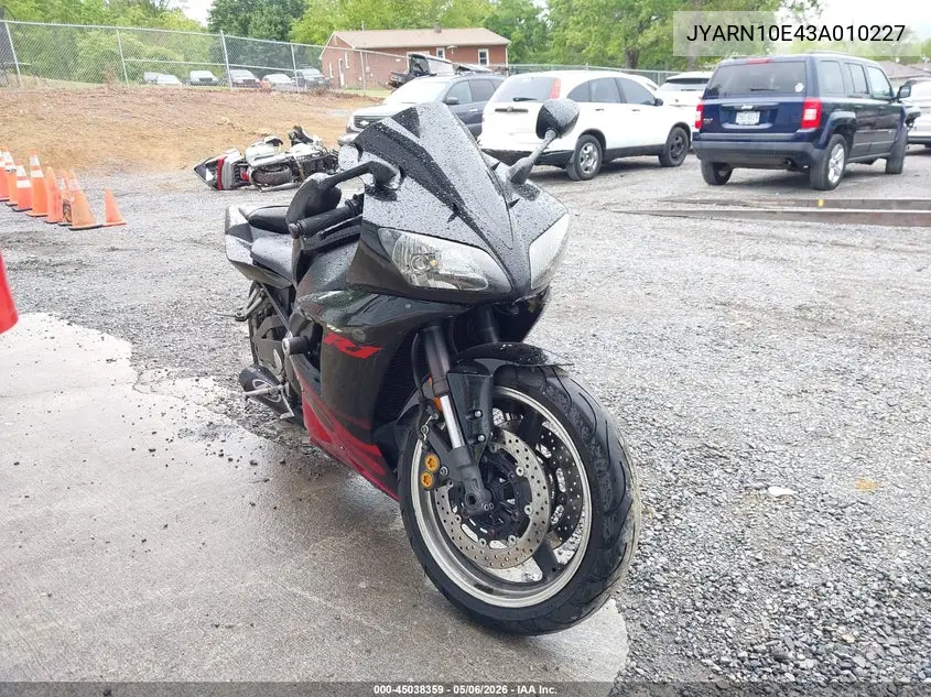 2003 Yamaha Yzfr1 VIN: JYARN10E43A010227 Lot: 45038359