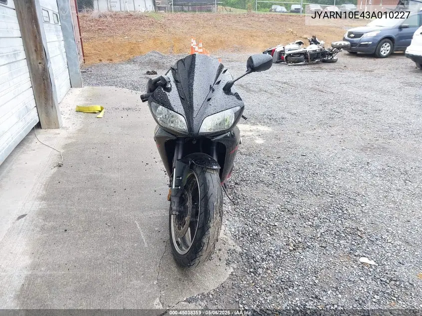 2003 Yamaha Yzfr1 VIN: JYARN10E43A010227 Lot: 45038359